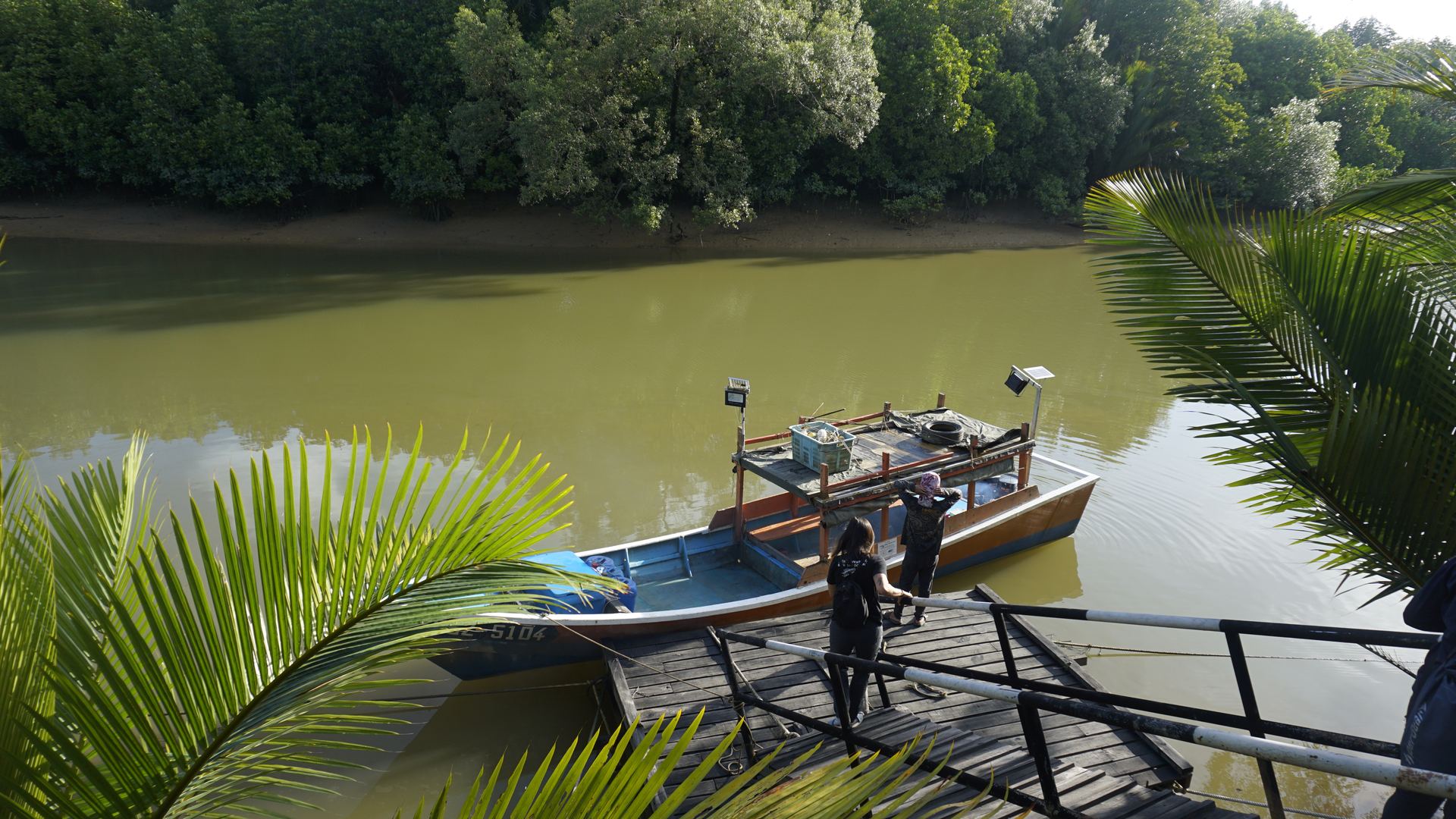 Field team on the water at the start of restoration work