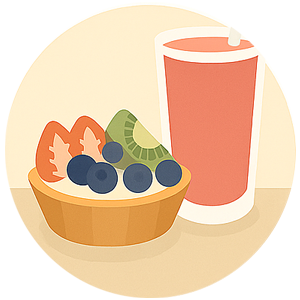 A fruit tart or vibrant smoothie