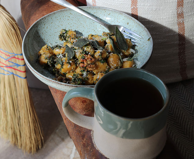 Gnocchi with Kale, Sage & Walnut Pesto Recipe